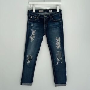 AG Adriano Goldschmied Distressed Stilt Cigarette Roll-Up Jean  Size: 27